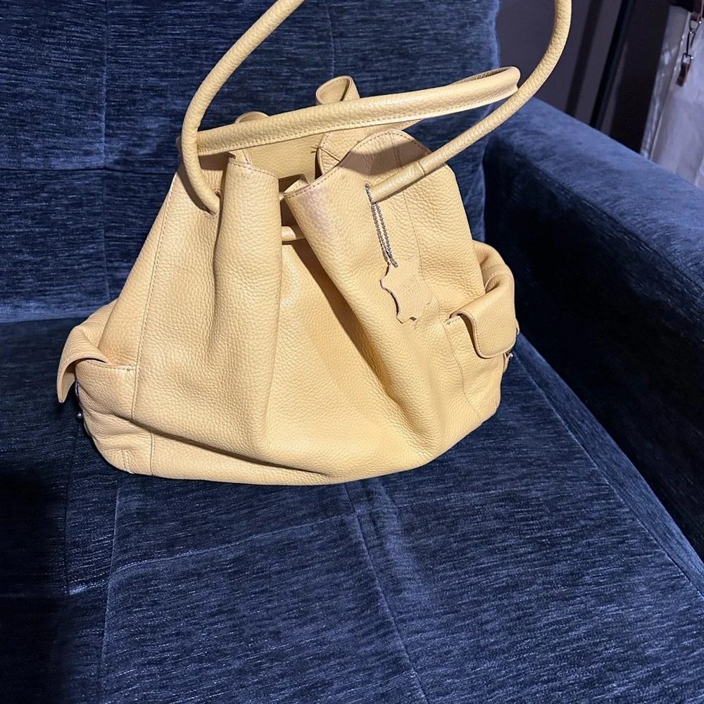 Genuine Leather!! Coldwater Creek yellow Hobo Leather Shoulder Bag - Picture 16 of 16